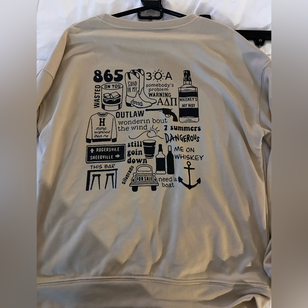 Morgan Wallen Beige Graphic Crewneck Sweatshirt - Picture 2 of 4